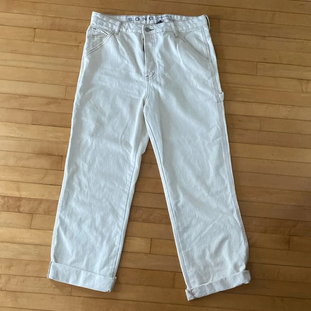 S.O.N.G. Off-white Carpenter 90s Boyfriend jeans 13/31 button fly - Picture 1 of 4